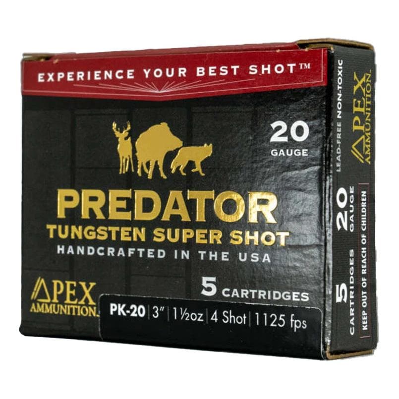 Apex Ammunition Predator TSS Shotshells 20GA 3" 1-1/2OZ 1125 FPS #4 5/Ct