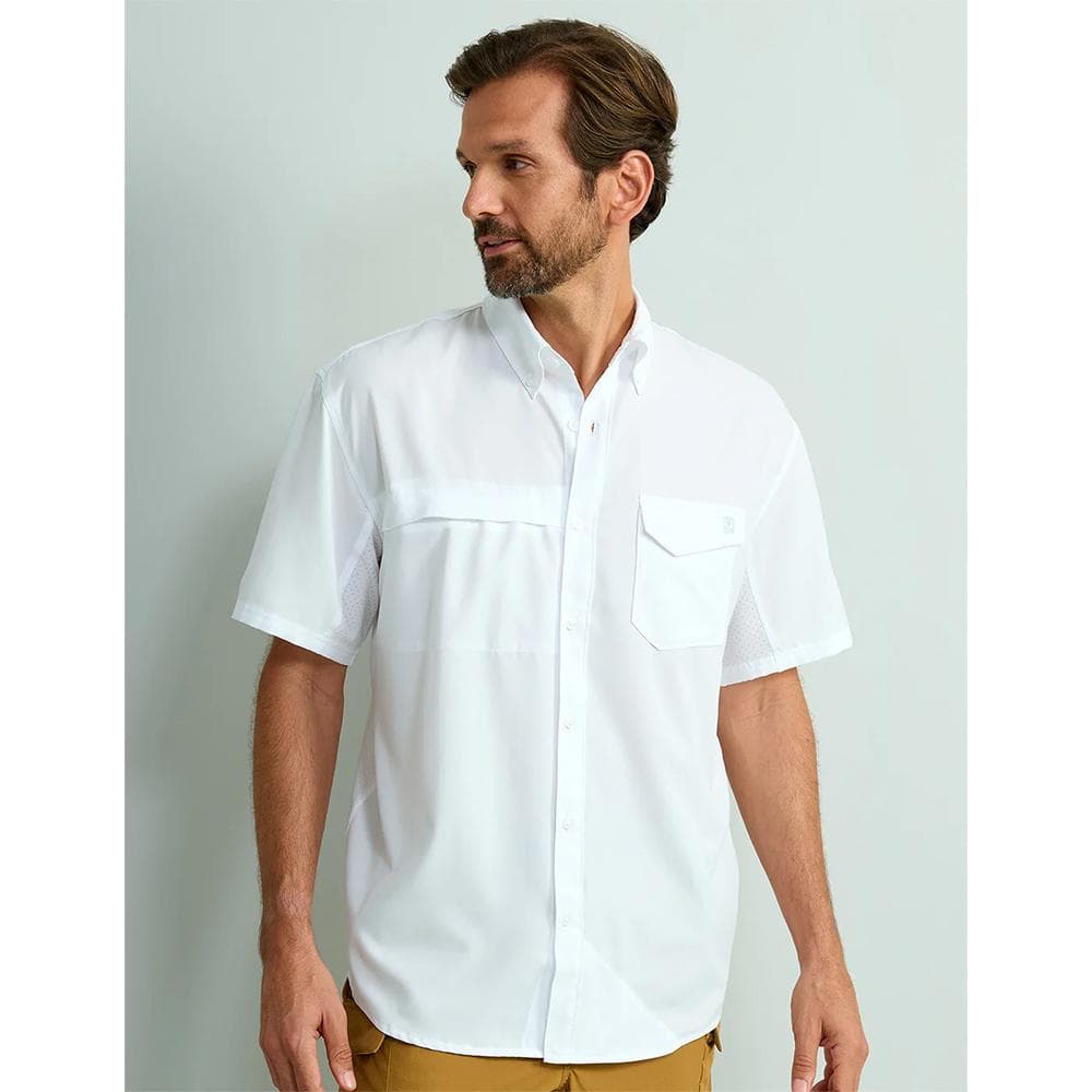 Huk Tide Point Short Sleeve Button Down Shirt White XL