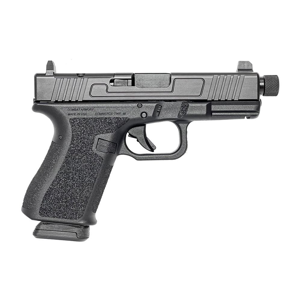 Combat Armory CA19 or Handgun 9MM Luger 10RD Magazine 4.49" Threaded Barrel Black with Suppressor Height Sights