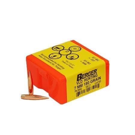Berger Match Grade Hunting Bullets 7MM .284" 180 Gr VLD Hunter 100/Ct