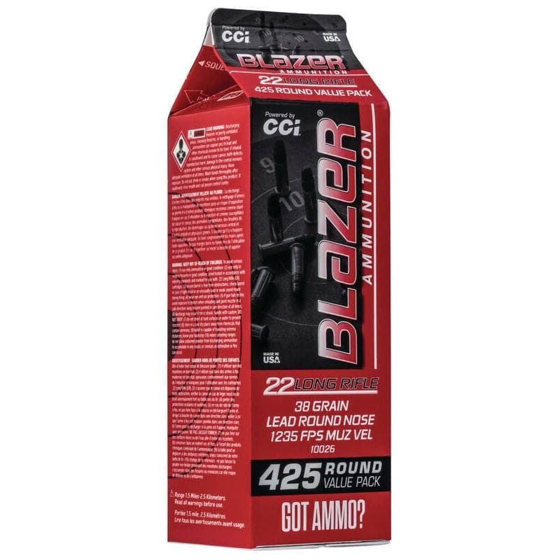 CCI Blazer Rimfire Ammunition .22 LR 38GR LRN 1235 FPS 425/Ct (Carton)
