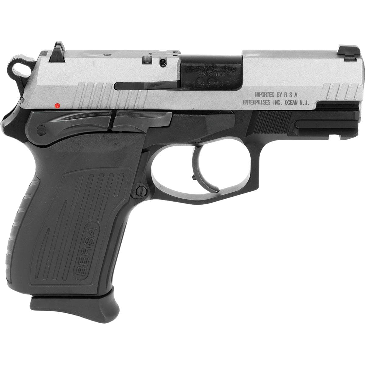 Bersa TPR9C Handgun 9MM Luger 13/Rd Magazine 3.25" Barrel Silver with Black Grip