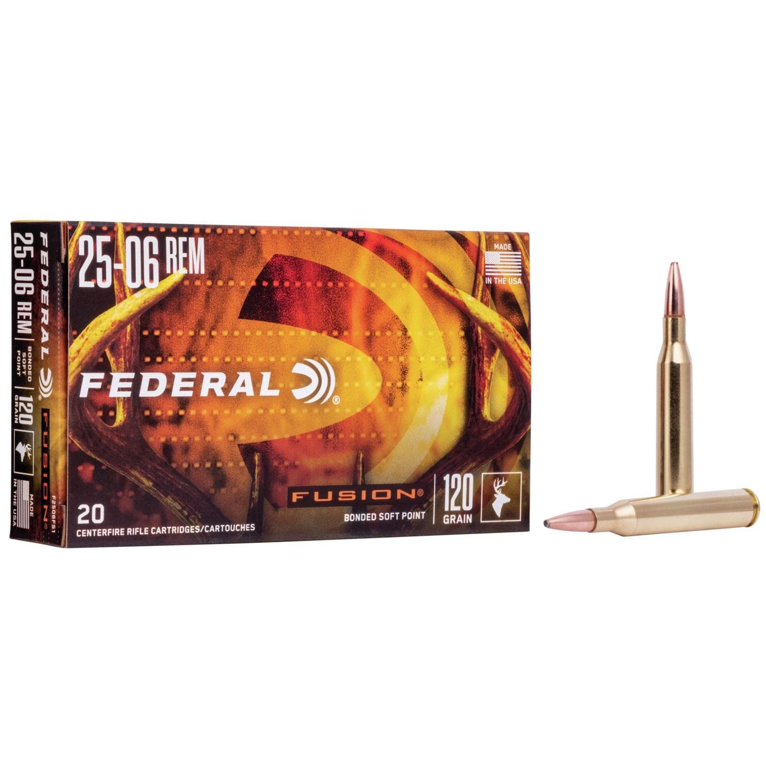 Federal Fusion Rifle Ammunition .25-06 Rem 120 Gr BTSP 2980 FPS - 20/Ct