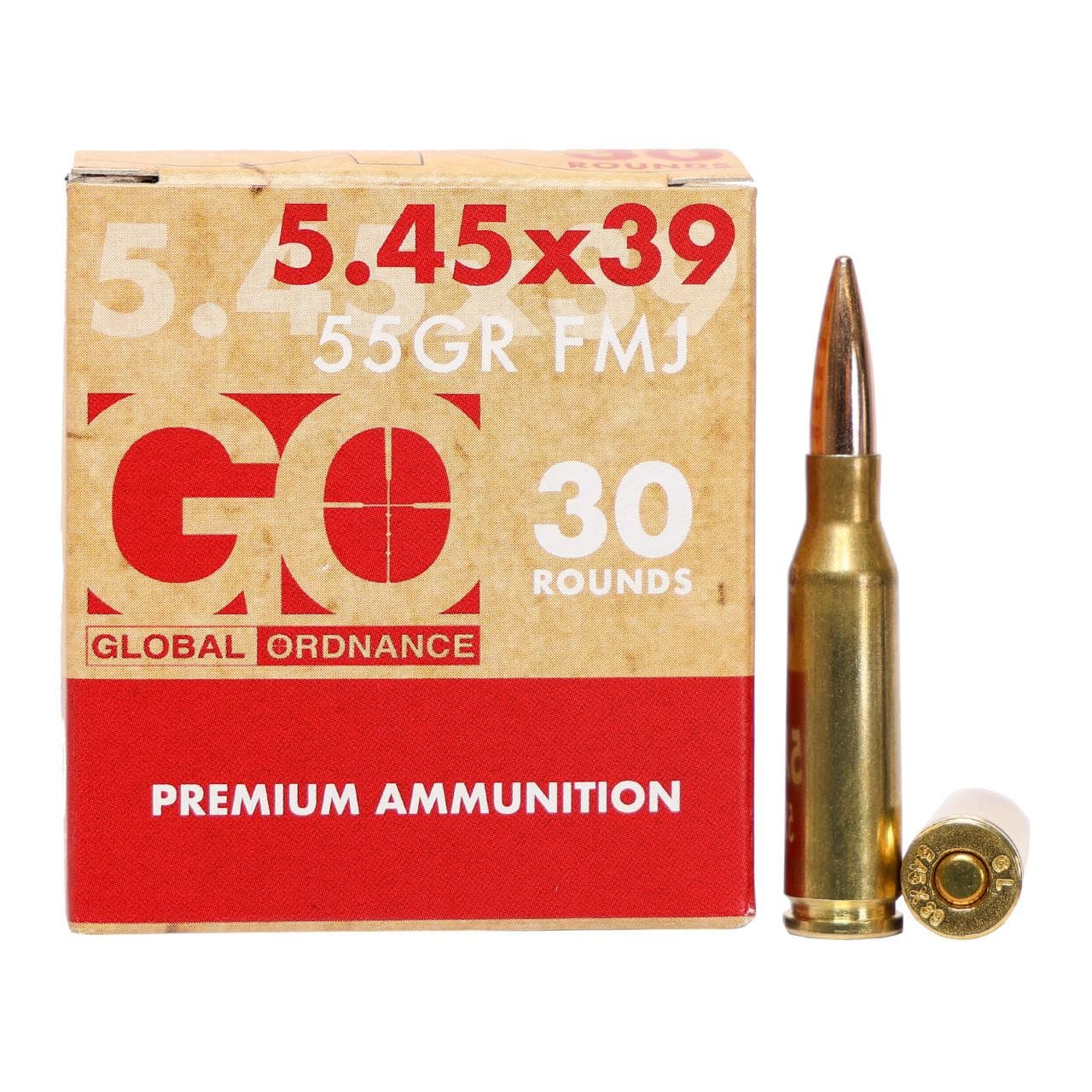 Global Ordnance Rifle Ammunition 5.45X39MM 55GR FMJ 2854 FPS 30/Ct