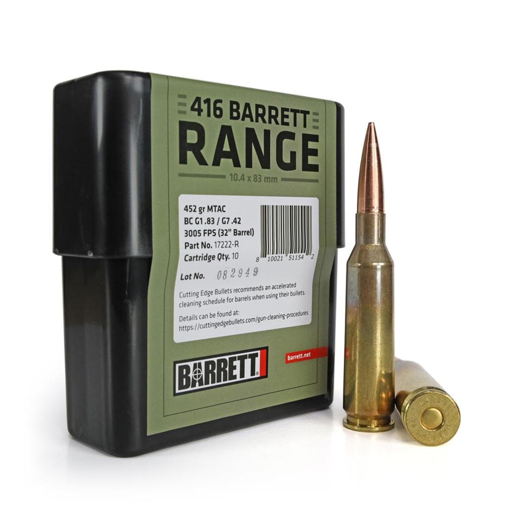 Barrett Range Rifle Ammunition .416 Barrett 452 Gr FMJ 3005 FPS 10/Rd