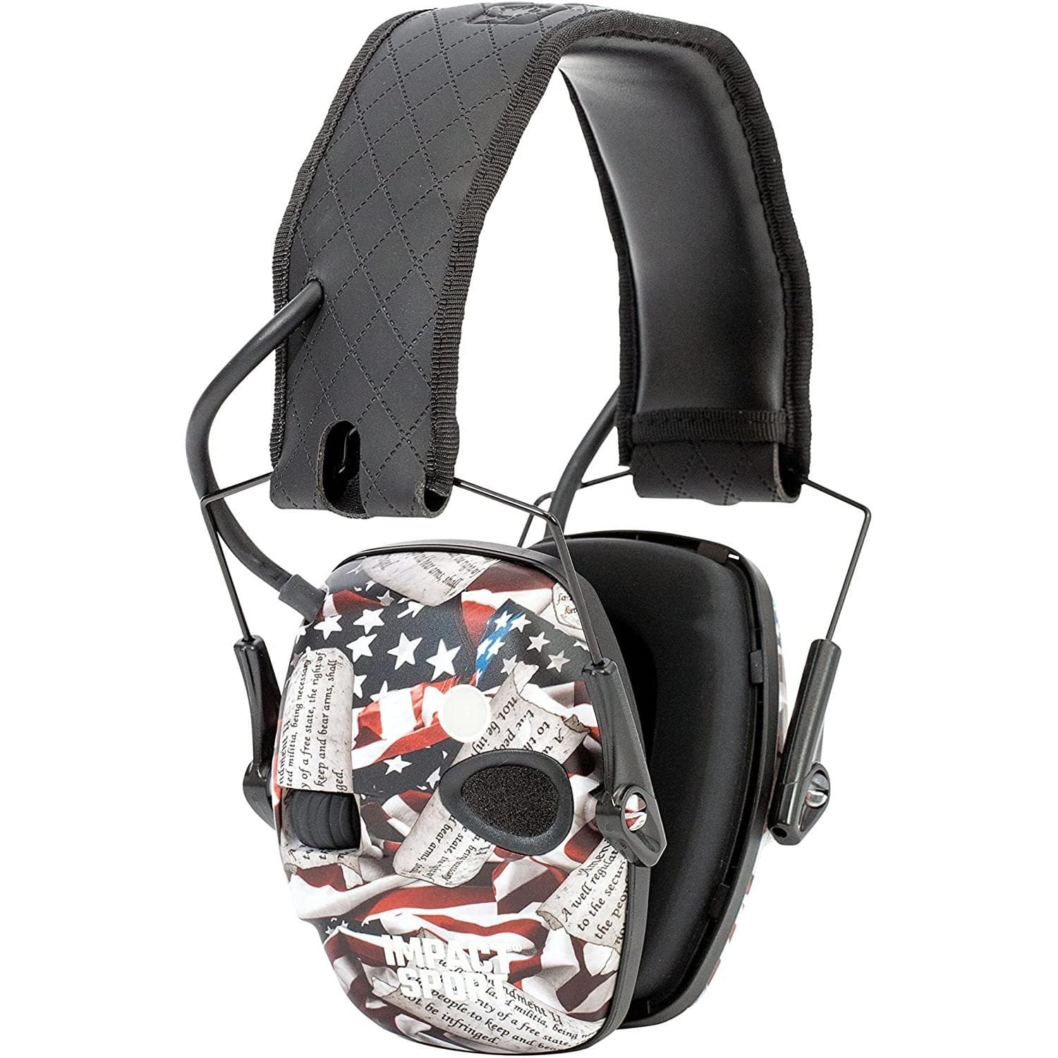 Howard Leight Impact Sport Bluetooth Small Earmuff - 2ND Amendment Black Diamond Pattern Band 21DB NRR