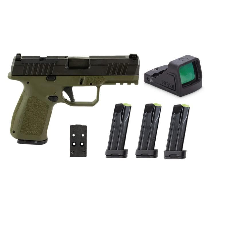Rost Martin RM1C Handgun Bundle 9MM Luger 15RD (1) & 17RD (3) Magazines 4" Barrel OD Green Viridian Red Dot Pistol Case