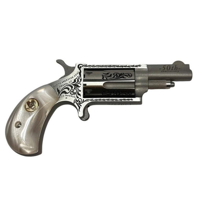 NAA 50TH Anniversary Stainless Steel Handgun .22 WMR 5RD Capacity 1.625" Barrel White Pearl Grip Limited Edition