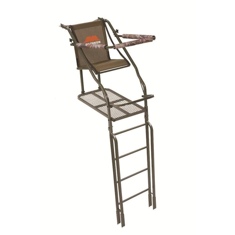 Millennium 21' Ladder Stand W Double-Size Platform & Safe-Link 35' Safety Line - Motor Freight ONLY