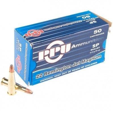 PPU Rifle Ammunition .22 Rem Jet Magnum 45 Gr SP 770 FPS 50/Ct