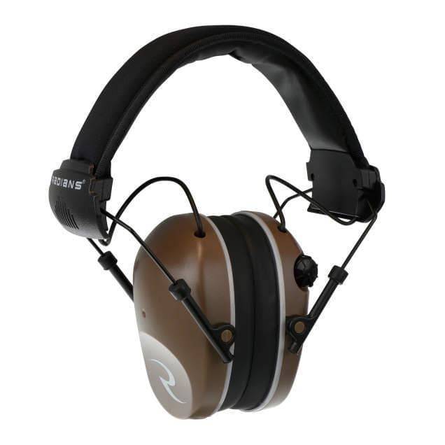 Radians Dual Microphone Electronic Earmuff 3.5MM Stereo Jack 23DB Black Tan