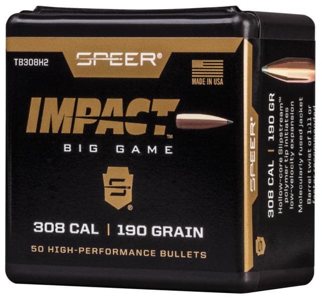 Speer Impact Big Game Bullets .308 Win 190GR Tipped Plated CB 50/Ct