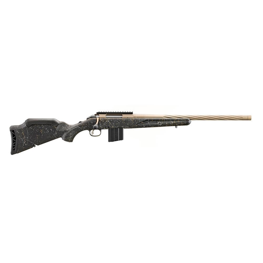 Ruger American Gen II Prairie Rifle .22 ARC 10RD Capacity 20" Fluted Threaded Bronze Barrel Black Splatter Gen II Stock