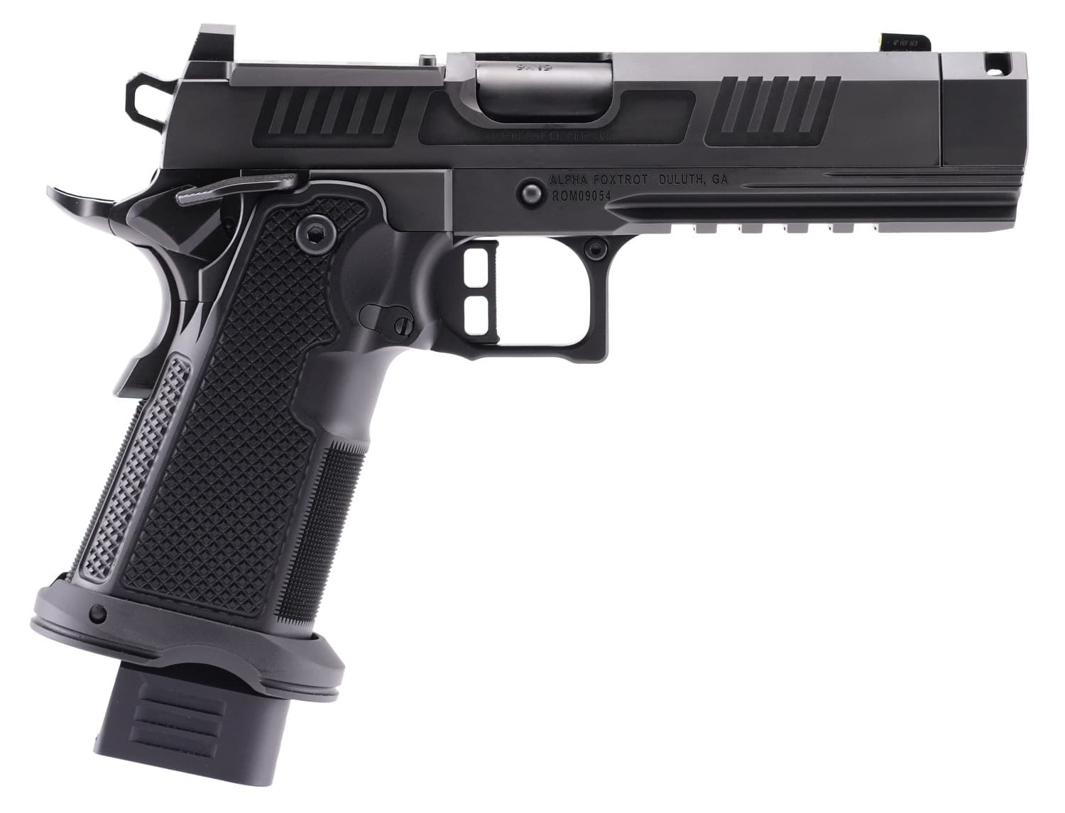 Alpha Foxtrot AF1911-Romulus MOS Adapter Handgun 9MM Luger 17(1) & 20rd(1) Magazines 4.25" Comp Threaded Barrel DLC Black