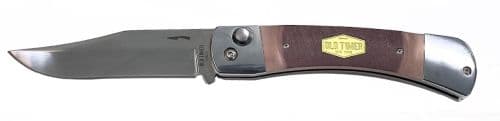 OLD Timer Knife CAVE BEAR AUTO - 3.9" SS/Sawcut Handle & Sheath