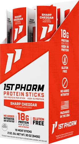 1ST Phorm Protein BEEF Sticks - Sharp Cheddar 15 Sticks