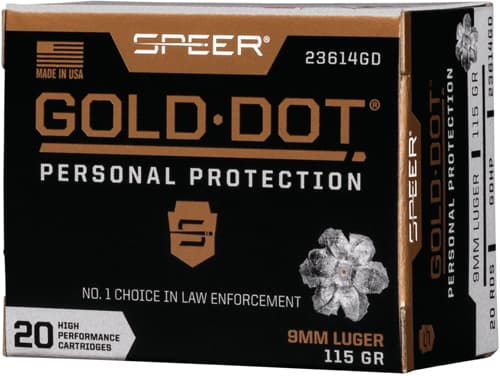 Speer Gold Dot Handgun Ammunition 9MM Luger 115 Gr HP 1210 FPS 20/Ct