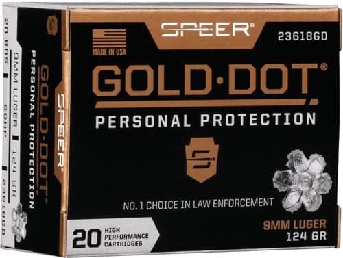 Speer Gold Dot Handgun Ammunition 9MM Luger 124 Gr HP 1150 FPS 20/Ct