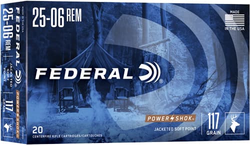 Federal Power-Shok Rifle Ammunition .25-06 Rem 117 Gr SP 3030 FPS - 20/Ct