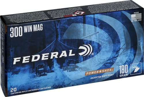 Federal Power-Shok Rifle Ammunition .300 Win MAG 180 Gr SP 2960 FPS - 20/Ct