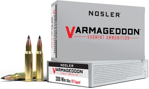 Nosler Varmegeddon Rifle Ammunition .308 Win 110 Gr FB Tipped 3150 FPS 20/Ct