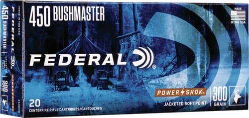 Federal Power-Shok Rifle Ammunition .450 Bushmaster 300 Gr JHP 1900 FPS 20/Ct