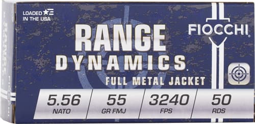 Fiocchi Range Dynamics Rifle Ammunition 5.56X45 NATO 55 Gr FMJ 3240 FPS 50/Ct