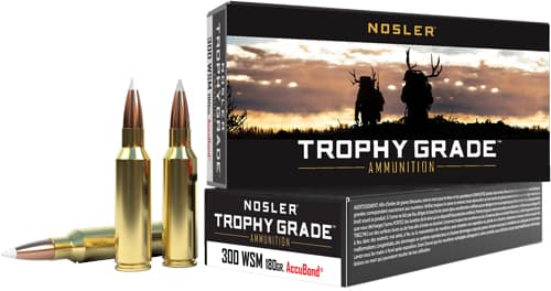 Nosler Accubond Trophy Grade Rifle Ammunition .300 WSM 180 Gr PT 2950 FPS 20/Ct