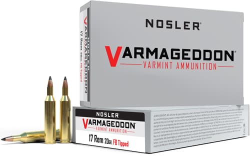 Nosler Varmegeddon Rifle Ammunition .17 Rem 20 Gr FB Tipped 4200 FPS 20/Ct