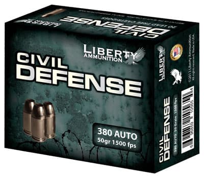 Liberty Civil Defense Handgun Ammunition .380 Auto 50 Gr SCHP 1500 FPS 20/Ct