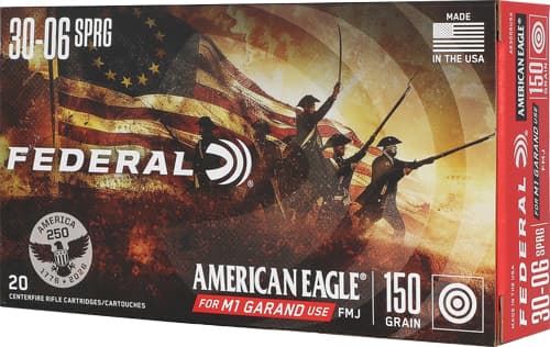 Federal American Eagle 250TH Rifle Ammunition .30-06 Sprg 150GR FMJ 2740 FPS 20/Ct