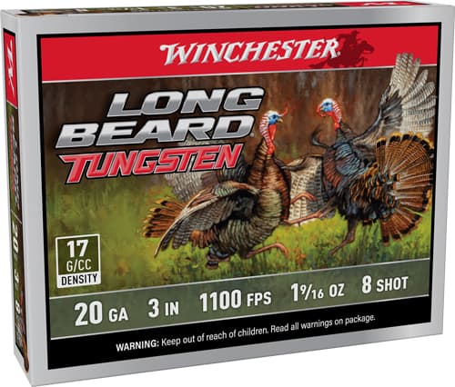 Winchester Long Beard Tungsten Shotshell 20GA 3" 1-9/16OZ 1100 FPS #8 5/Ct