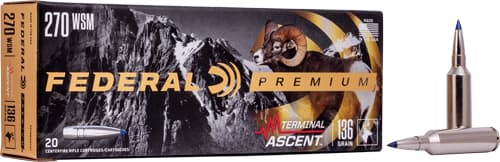 Federal Terminal Ascent Rifle Ammunition .270 WSM 136 Gr 3240 FPS 20/Ct