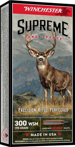 Winchester Supreme Long Range Rifle Ammunition .300 WSM 195GR PT 2900 FPS 20/Ct