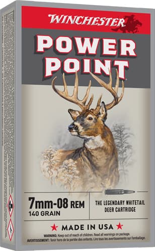 Winchester Super-X Power Point Rifle Ammunition 7MM-08 Rem 140 Gr. PSP 2800 FPS 20/Ct