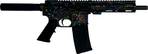 GLFA AR15 Pistol 223 Wylde - 7.5" Nitride Splatter Black