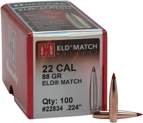 Hornady ELD Match Bullets with Heat Shield .22 Cal .224" 88 Gr ELD-M 100/Ct