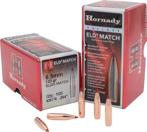 Hornady ELD Match Bullets with Heat Shield 6.5MM .264" 123 Gr ELD Match 100/Ct