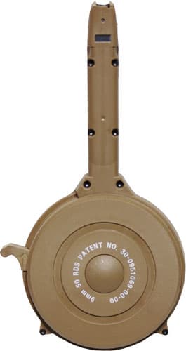 IVER Johnson Magazine Polymer - FITS Glock 9MM 50RD DRUM TAN