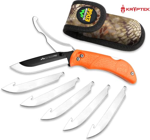 Outdoor Edge Razorpro G Replaceable Blade Folding Hunting Knife 3-1/2" Drop Point Blade Orange