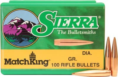 Sierra Matchking Rifle Bullets .22 Cal .224" 69 Gr HPBT Match 100/Ct