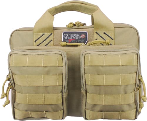 GPS Quad+2 Pistol CASE - W/2-Removable Pouches TAN