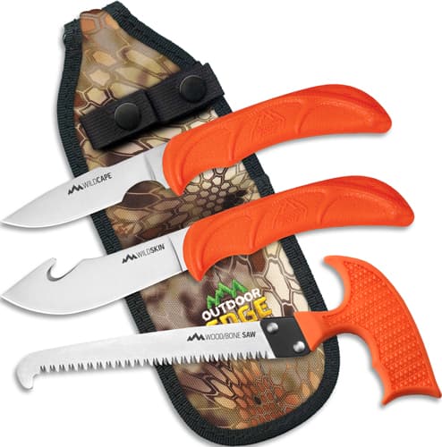 Outdoor Edge Wildguide 3-Piece Field Dressing Combo with Caping Knife/Skinner/Saw